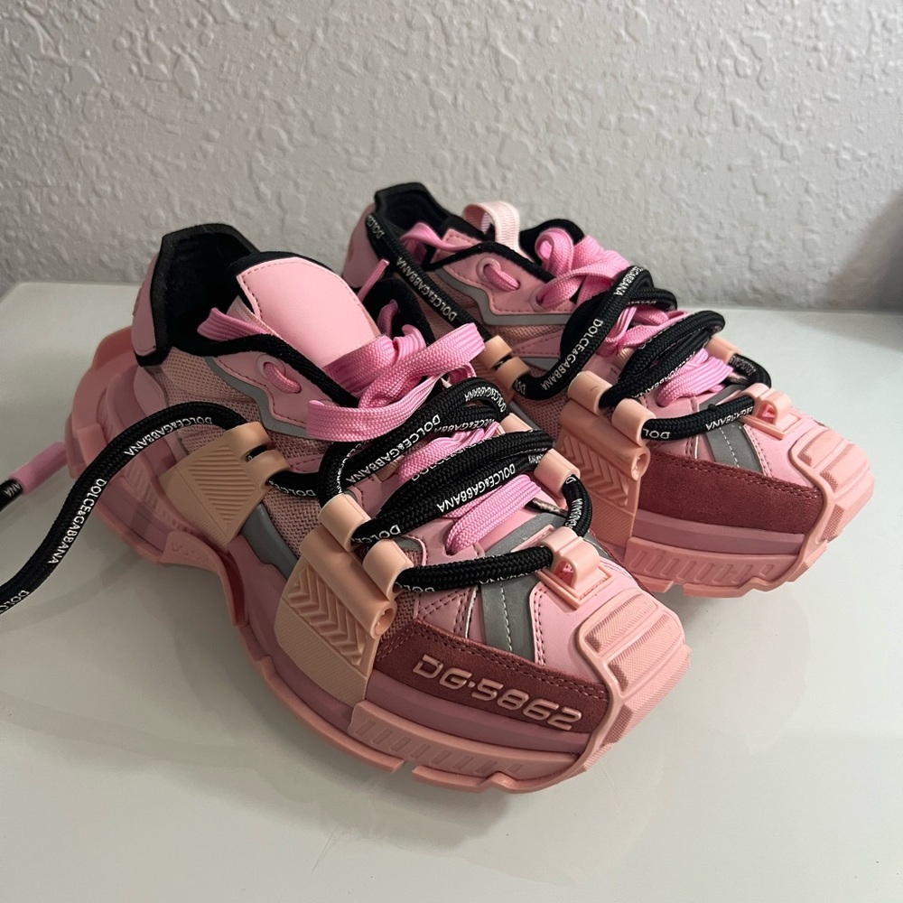 Dolce & Gabbana Pink and Black Kids Sneakers